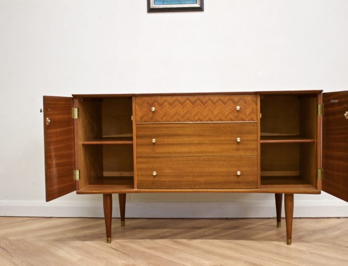 Mid Century Walnut Compact Sideboard or Dresser from Uniflex #0570 5
