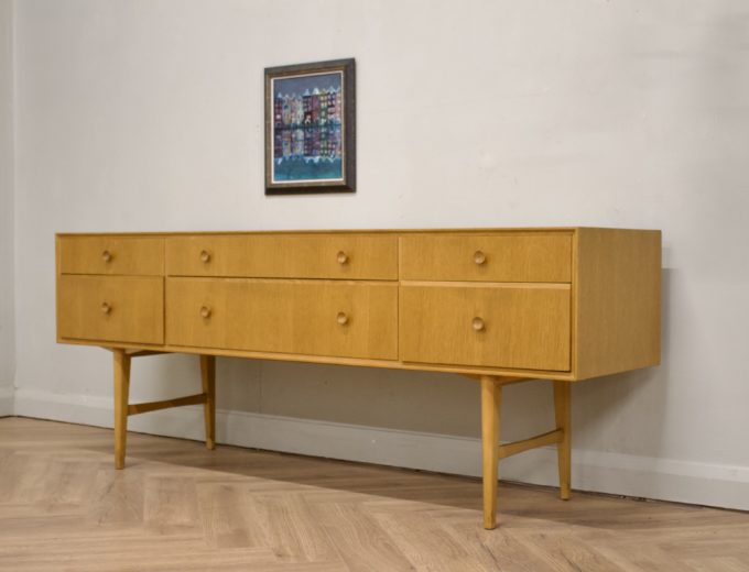 Mid Century Oak Compact Sideboard or Chest of Drawers From Meredew #0602 2