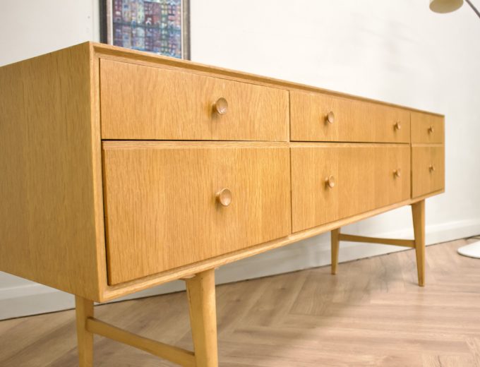 Mid Century Oak Compact Sideboard or Chest of Drawers From Meredew #0602 6