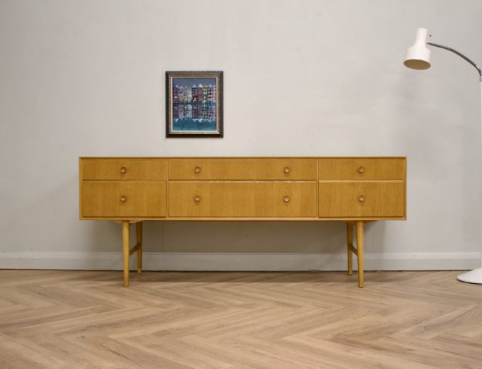 Mid Century Oak Compact Sideboard or Chest of Drawers From Meredew #0602 1