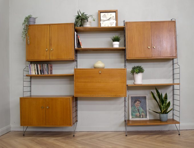 Mid Century Teak Modular Wall System Shelving from Brianco #0652 1