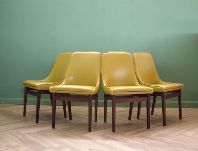 Mid Century Retro Set of 4 Teak Dining Chairs Mustard #0844 0