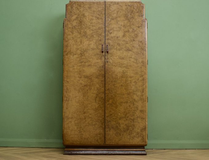 Vintage Art Deco Walnut Compact Wardrobe, 1930s #0957 0
