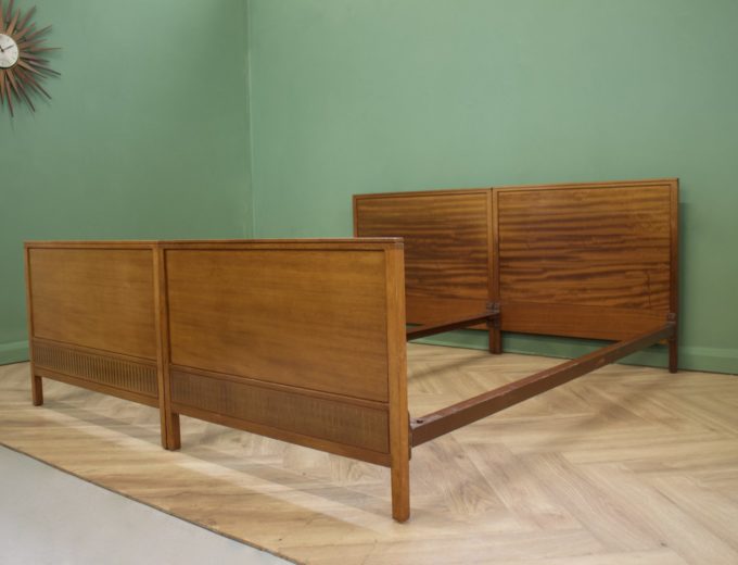 Vintage Mid Century Pair Mahogany Single Beds by Loughborough for Heals #0989 1