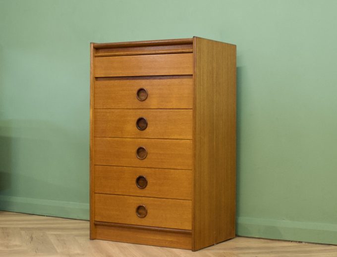 Mid Century Teak Tallboy Chest of Drawers from Bath Cabinet Makers #0986 1