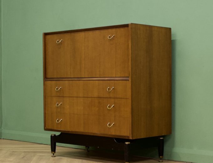 Mid Century Tola and Black Tallboy Chest from G Plan #1007 1