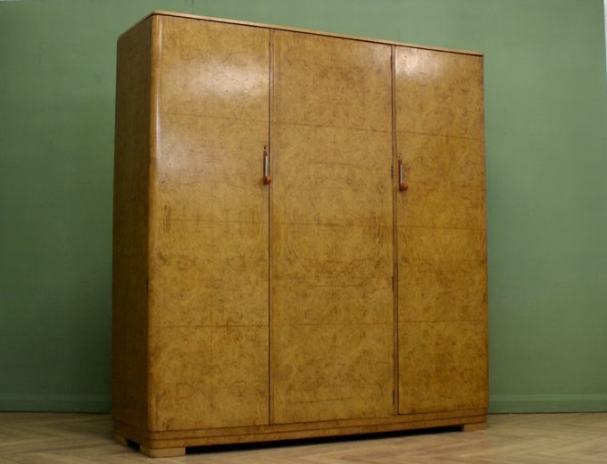 Vintage Art Deco Burr Walnut Triple Door Wardrobe from Maple and Co, 1930s #1061 6