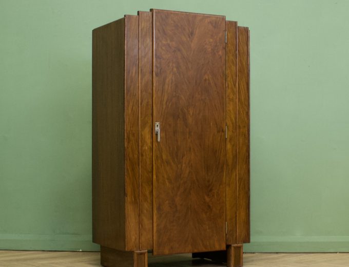 Vintage Art Deco Walnut Tallboy Linen Cabinet from Aw Lyn, 1930s #1059 0