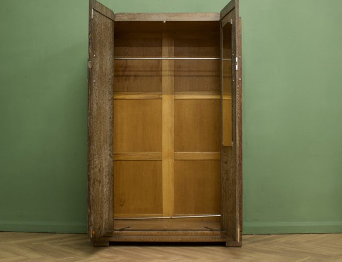 Vintage Art Deco 1930’s Limed Oak Wardrobe from Maple and Co #1064 5