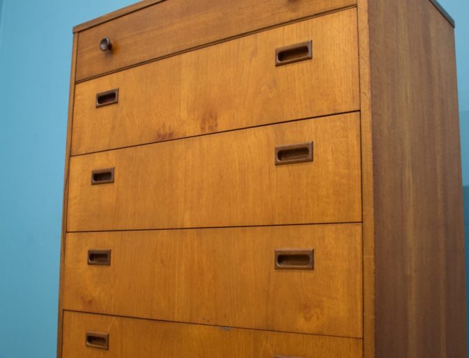 Mid Century Teak Tallboy Chest of Drawers from Nathan #1128 2