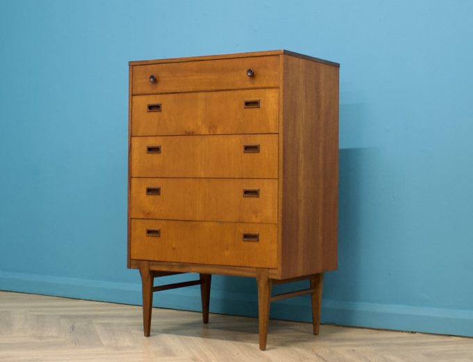 Mid Century Teak Tallboy Chest of Drawers from Nathan #1128 1