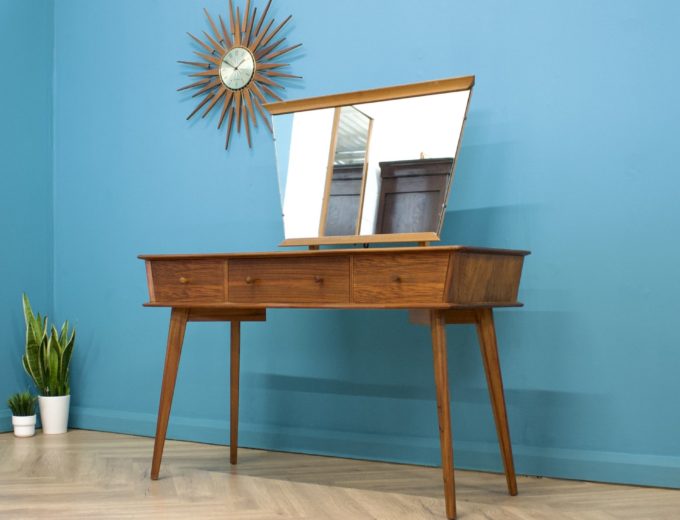 Mid Century Retro Teak & Walnut Dressing Table Side Table from Crown #1136 0