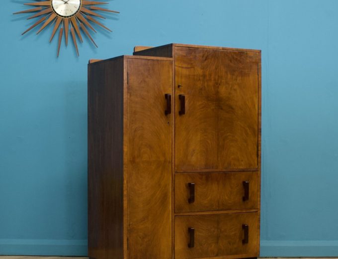 Vintage Art Deco Walnut Tallboy Chest / Linen Cabinet, 1930s #1131 6