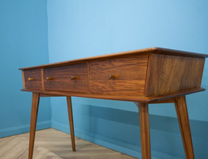 Mid Century Retro Teak & Walnut Dressing Table Side Table from Crown #1136 3