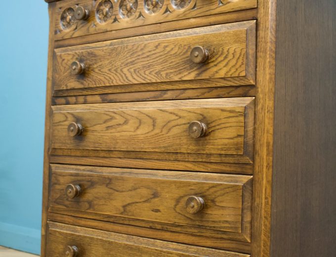 Antique Style Vintage Oak Chest Of Drawers #1179 2