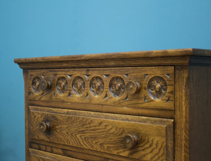 Antique Style Vintage Oak Chest Of Drawers #1179 3