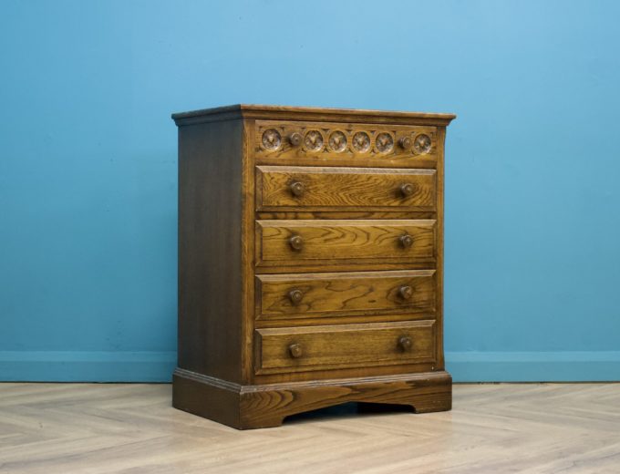 Antique Style Vintage Oak Chest Of Drawers #1179 6