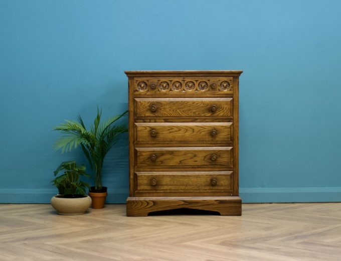 Antique Style Vintage Oak Chest Of Drawers #1179 0