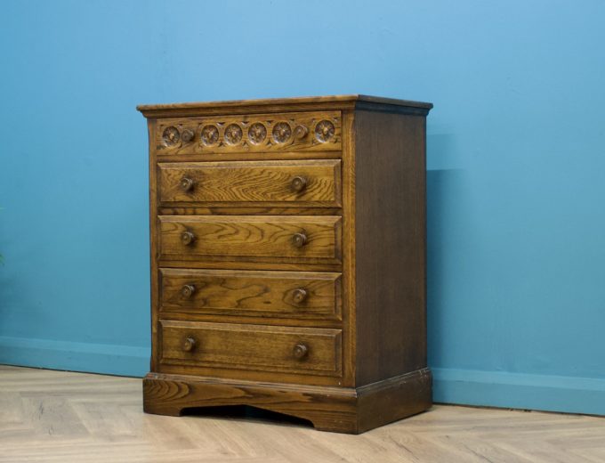 Antique Style Vintage Oak Chest Of Drawers #1179 1