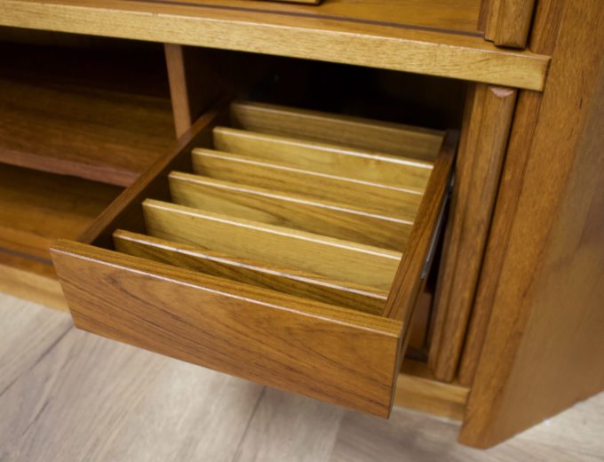 Mid Century Large Danish Teak Tambour Door Corner TV Cabinet, 1970s #1264 8