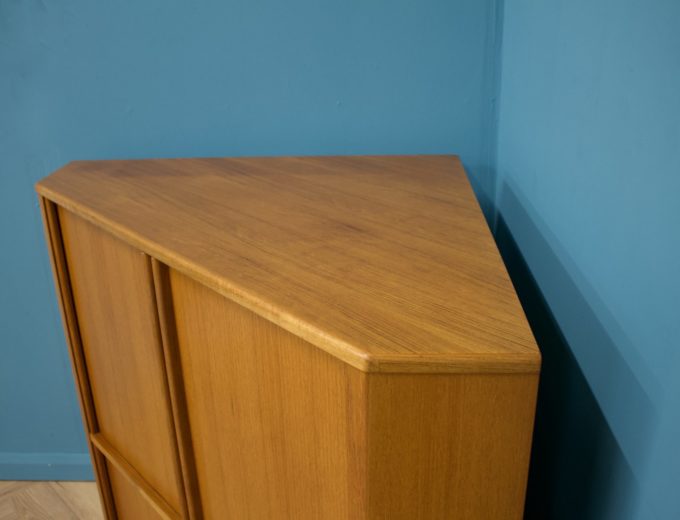 Mid Century Large Danish Teak Tambour Door Corner TV Cabinet, 1970s #1264 2