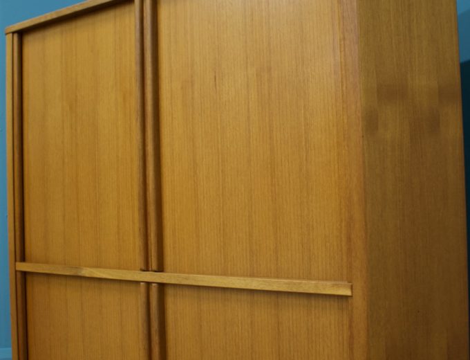 Mid Century Large Danish Teak Tambour Door Corner TV Cabinet, 1970s #1264 9