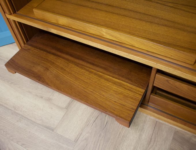 Mid Century Large Danish Teak Tambour Door Corner TV Cabinet, 1970s #1264 6