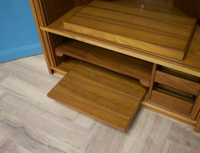 Mid Century Large Danish Teak Tambour Door Corner TV Cabinet, 1970s #1264 7