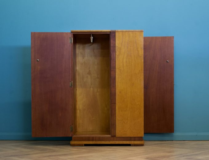Vintage Art Deco 1930s Maple & Walnut Compact Compactum Wardrobe #1372 7