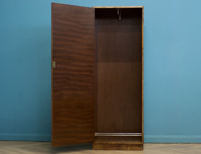 ***SOLD***Vintage Art Deco Style Satin Birch Compact Wardrobe, 1950s #1438 1