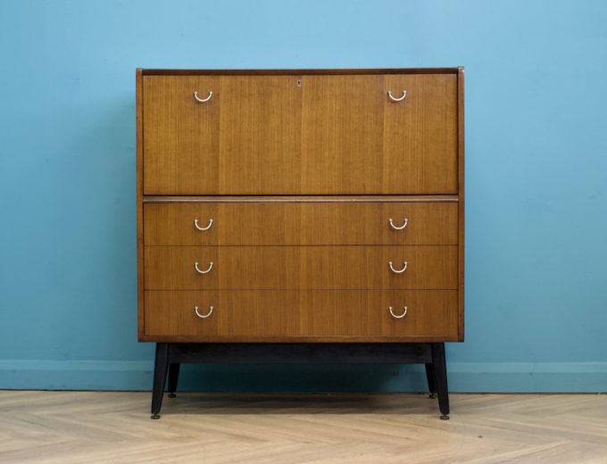 Mid Century Tola and Black Librenza Drinks Cabinet Bureau G Plan, 1950s #1471 10