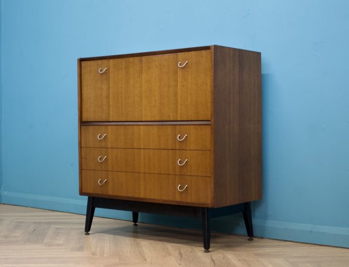 Mid Century Tola and Black Librenza Drinks Cabinet Bureau G Plan, 1950s #1471 9