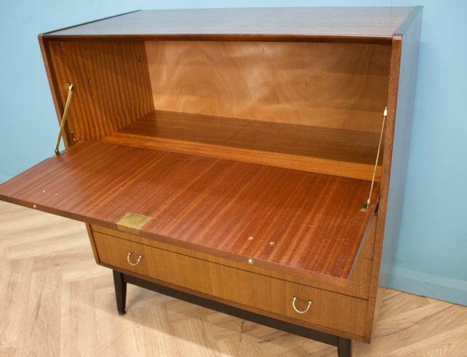 Mid Century Tola and Black Librenza Drinks Cabinet Bureau G Plan, 1950s #1471 6