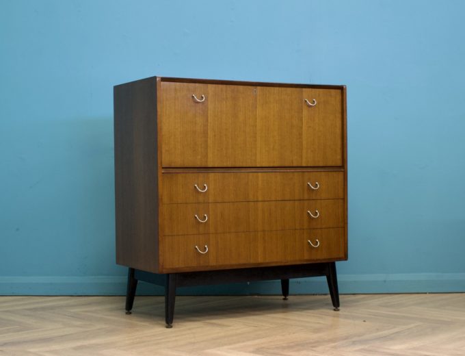 Mid Century Tola and Black Librenza Drinks Cabinet Bureau G Plan, 1950s #1471 0