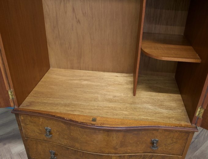 Vintage Art Deco Style Burr Walnut Wardrobe, 1950s #1522 4