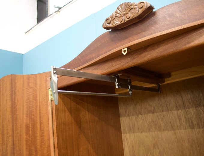 Vintage Art Deco Style Burr Walnut Wardrobe, 1950s #1522 3