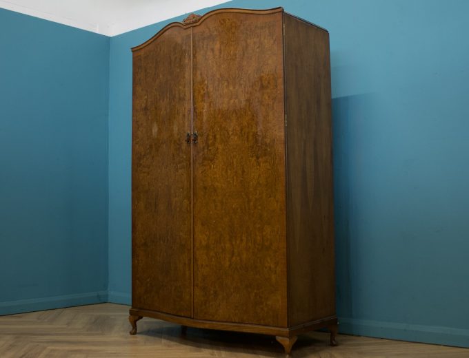 Vintage Art Deco Style Burr Walnut Wardrobe, 1950s #1536 7