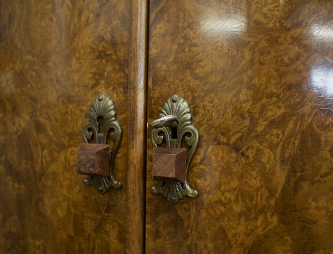 Vintage Art Deco Style Burr Walnut Wardrobe, 1950s #1536 5