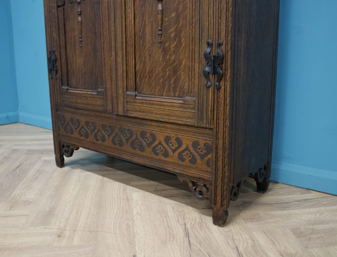 ***SOLD*** Antique Vintage Oak Art Deco Carved Hall Cupboard Wardrobe, 1920s #1631 6