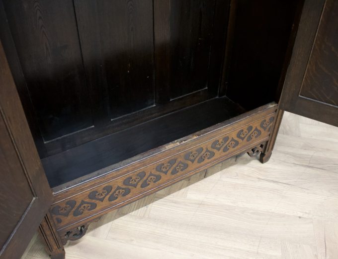 ***SOLD*** Antique Vintage Oak Art Deco Carved Hall Cupboard Wardrobe, 1920s #1631 1