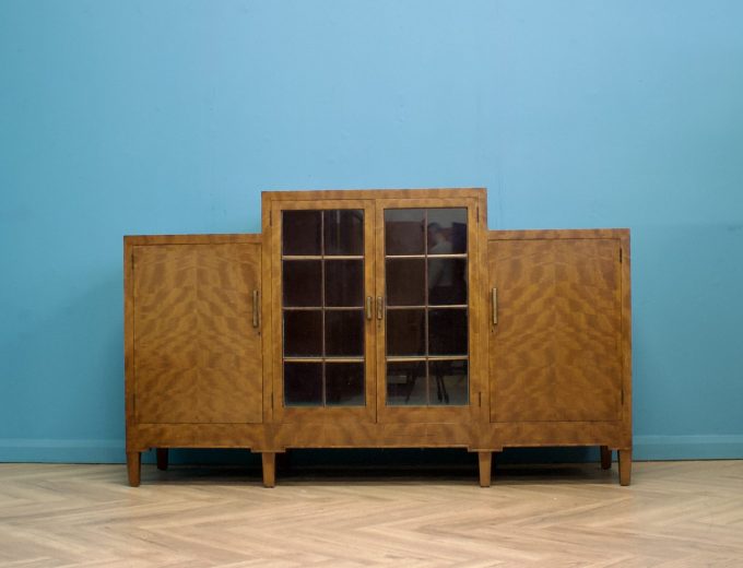 Vintage Art Deco Glazed Door Mahogany Sideboard, 1930s #1623 11
