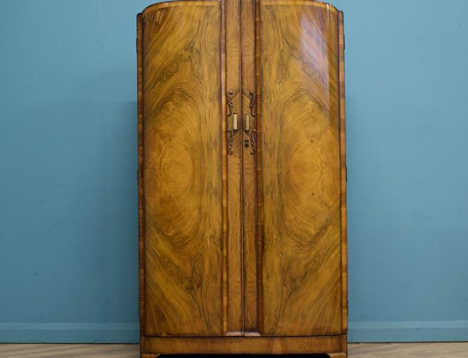 Vintage Art Deco Walnut Compact Compactum Wardrobe, 1930s #1673 7