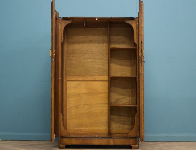 Vintage Art Deco Walnut Compact Compactum Wardrobe, 1930s #1673 3