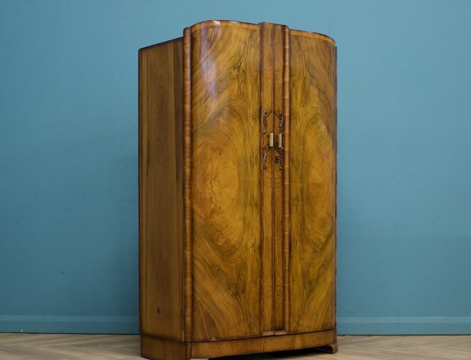 Vintage Art Deco Walnut Compact Compactum Wardrobe, 1930s #1673 0