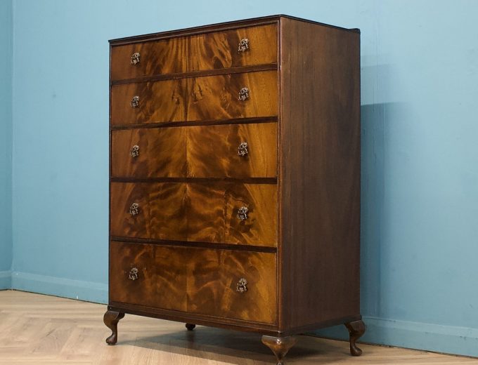 Vintage Burr Walnut Tallboy Chest of Drawers from Beithcraft, 1950s #1683 7
