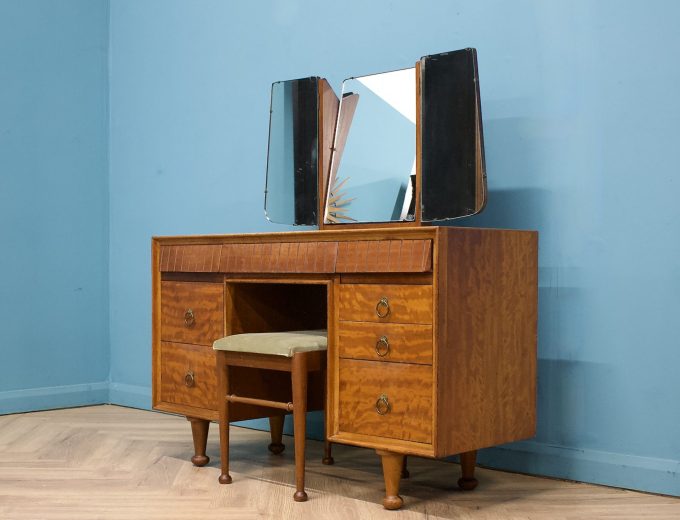 Mid Century Satinwood Dressing Table & Stool by Andrew Milne for Heals #1686 10