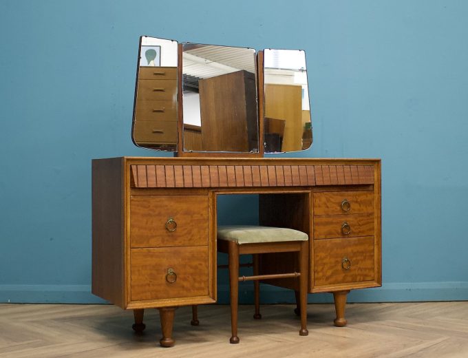 Mid Century Satinwood Dressing Table & Stool by Andrew Milne for Heals #1686 0
