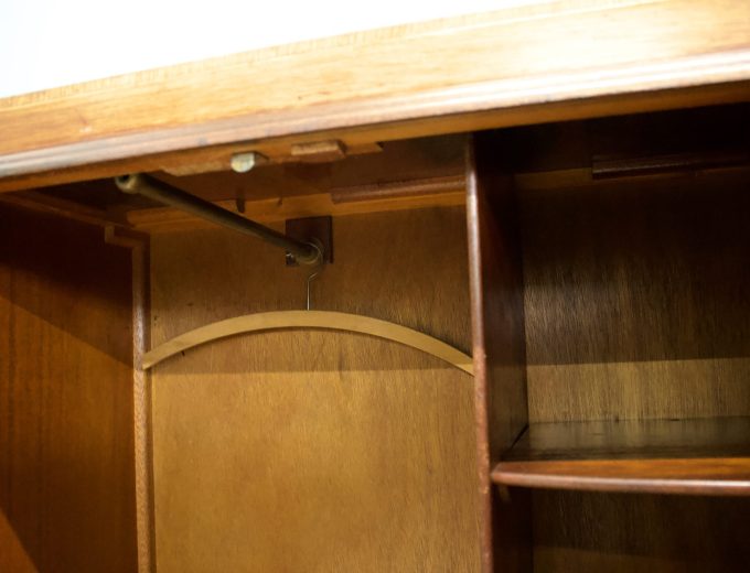 Vintage Art Deco Style Burr Walnut Compact Wardrobe, 1950s #1694 3