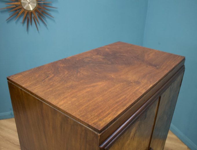 Vintage Art Deco Style Burr Walnut Compact Wardrobe, 1950s #1694 1