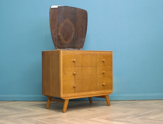 Mid Century Oak Dressing Chest Table from Advance Furniture, 1950s #1708 0